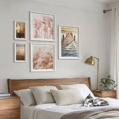 Lot de tableaux encadrés avec des vues paisibles sur la nature