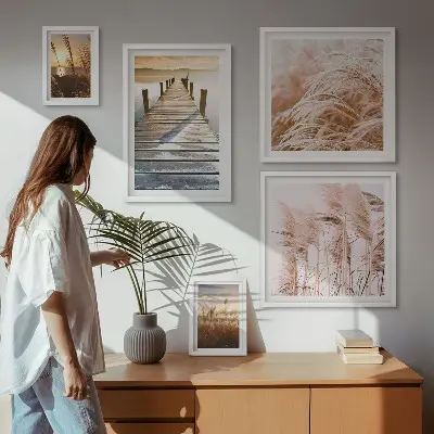 Lot de tableaux encadrés avec des vues paisibles sur la nature