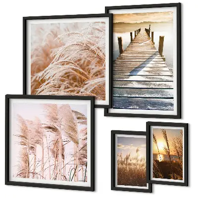 Lot de tableaux encadrés avec des vues paisibles sur la nature