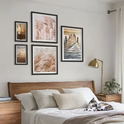 Lot de tableaux encadrés avec des vues paisibles sur la nature