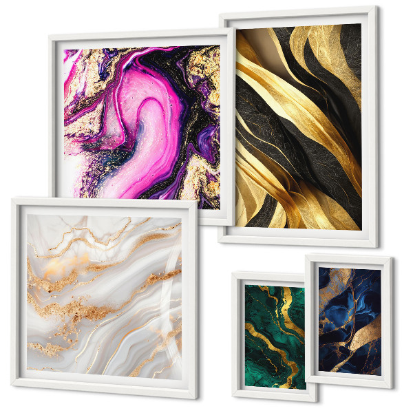 Ensemble de 5 tableaux Motifs modernes abstraits
