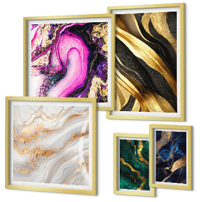 Ensemble de 5 tableaux Motifs modernes abstraits