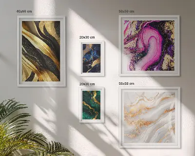 Ensemble de 5 tableaux avec des motifs abstraits modernes
