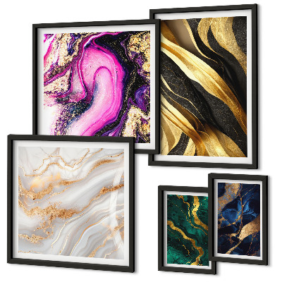 Ensemble de 5 tableaux Motifs modernes abstraits