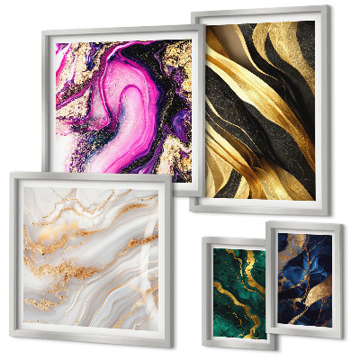 Ensemble de 5 tableaux Motifs modernes abstraits
