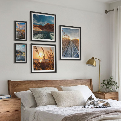 Ensemble de 5 tableaux Sentier de végétation aquatique et de paysages