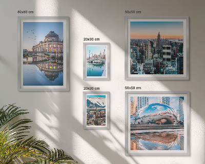 Ensemble de 5 tableaux Paysages urbains architecture nature