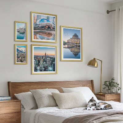 Ensemble de 5 tableaux Paysages urbains architecture nature