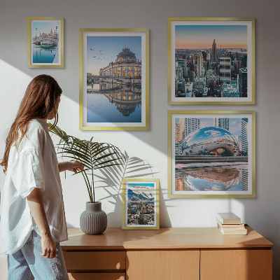 Ensemble de 5 tableaux Paysages urbains architecture nature