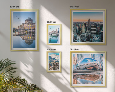 Ensemble de 5 tableaux Paysages urbains architecture nature