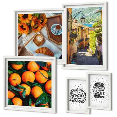 Ensemble de 5 tableaux Vue sur la rue depuis un café