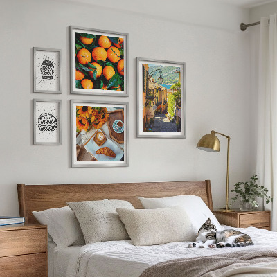 Ensemble de 5 tableaux Vue sur la rue depuis un café