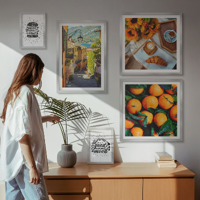 Ensemble de 5 tableaux Vue sur la rue depuis un café