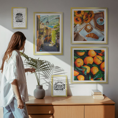 Ensemble de 5 tableaux Vue sur la rue depuis un café