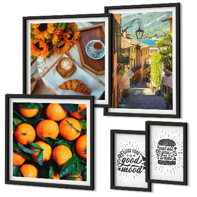 Ensemble de 5 tableaux Vue sur la rue depuis un café