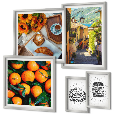 Ensemble de 5 tableaux Vue sur la rue depuis un café