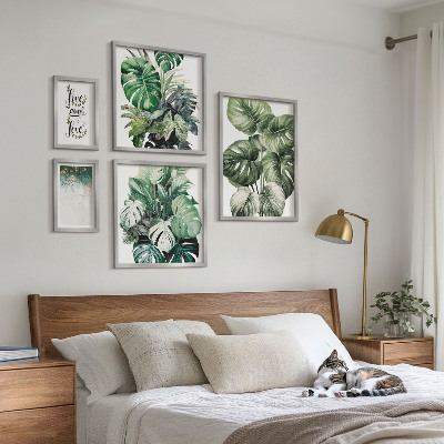 Lot de tableaux encadrés Citations abstraites sur les motifs végétaux