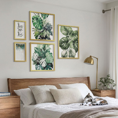 Lot de tableaux encadrés Citations abstraites sur les motifs végétaux