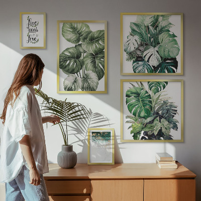 Lot de tableaux encadrés Citations abstraites sur les motifs végétaux