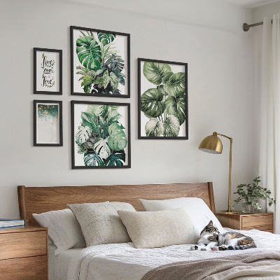 Lot de tableaux encadrés Citations abstraites sur les motifs végétaux