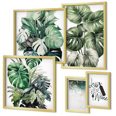 Ensemble de 5 tableaux Citations abstraites sur les plantes