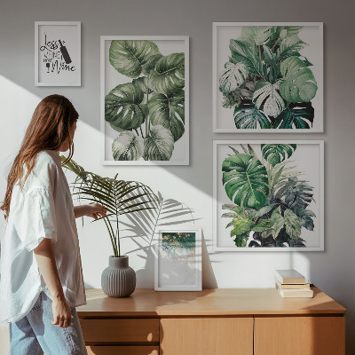 Ensemble de 5 tableaux Citations abstraites sur les plantes