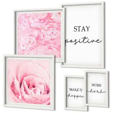 Lot de tableaux encadrés avec citations inspirantes sur les fleurs