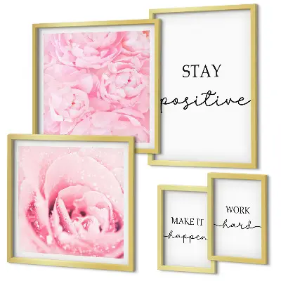 Lot de tableaux encadrés avec citations inspirantes sur les fleurs