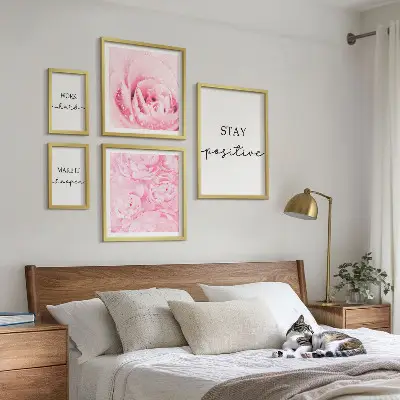 Lot de tableaux encadrés avec citations inspirantes sur les fleurs