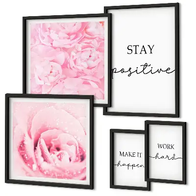 Lot de tableaux encadrés avec citations inspirantes sur les fleurs