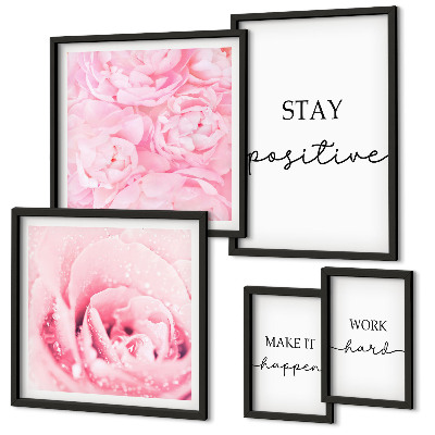 Lot de tableaux encadrés Citations inspirantes sur les fleurs