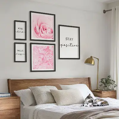 Lot de tableaux encadrés avec citations inspirantes sur les fleurs