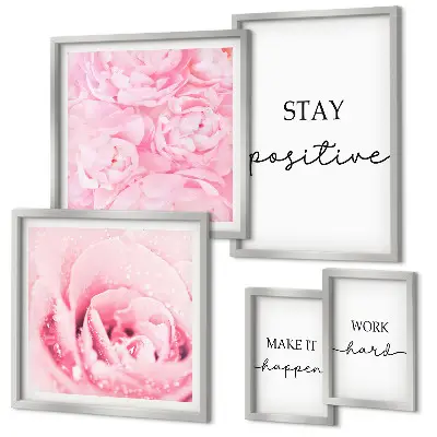 Lot de tableaux encadrés avec citations inspirantes sur les fleurs