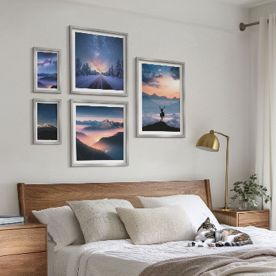 Lot de tableaux encadrés Paysages de montagne la nuit