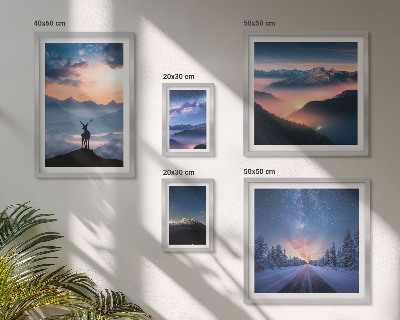 Lot de tableaux encadrés Paysages de montagne la nuit