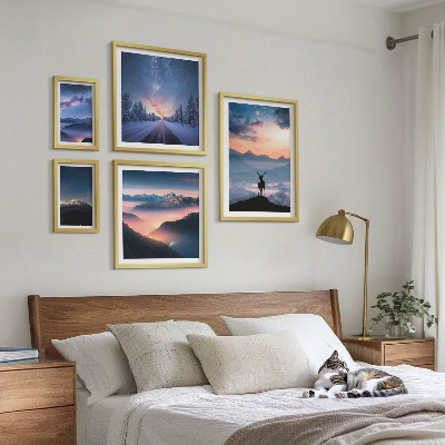 Lot de tableaux encadrés Paysages de montagne la nuit