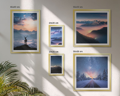 Lot de tableaux encadrés Paysages de montagne la nuit
