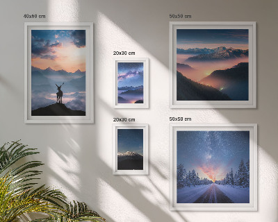 Lot de tableaux encadrés Paysages de montagne la nuit
