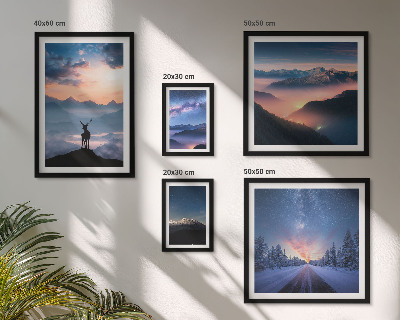 Lot de tableaux encadrés Paysages de montagne la nuit