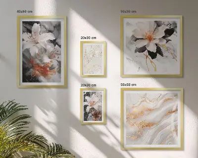 Ensemble de 5 tableaux élégance du motif floral sur fond marbre