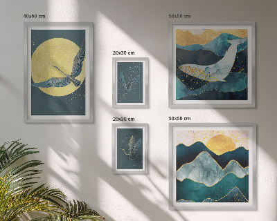 Ensemble de 5 tableaux Montagnes d'oiseaux style moderne