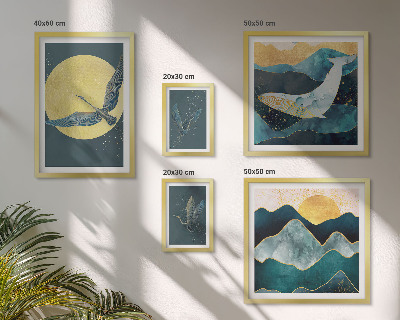 Ensemble de 5 tableaux Montagnes d'oiseaux style moderne