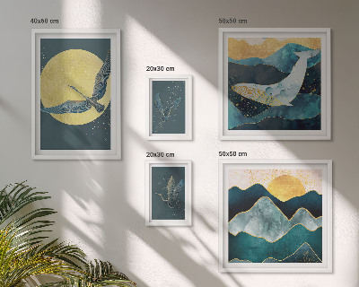 Ensemble de 5 tableaux Montagnes d'oiseaux style moderne