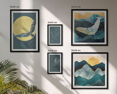 Ensemble de 5 tableaux Montagnes d'oiseaux style moderne