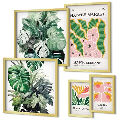 Tableau de décoration murale motifs végétaux et fleurs bohèmes