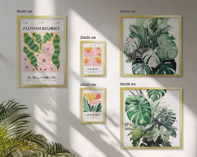 Tableau de décoration murale motifs végétaux et fleurs bohèmes