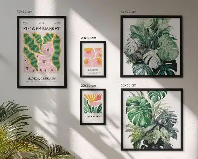 Tableau de décoration murale motifs végétaux et fleurs bohèmes