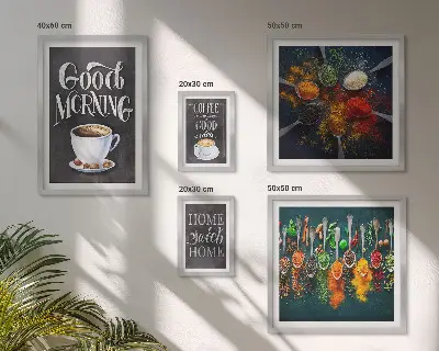 Lot de tableaux encadrés motifs sur le thème du café pour les amateurs