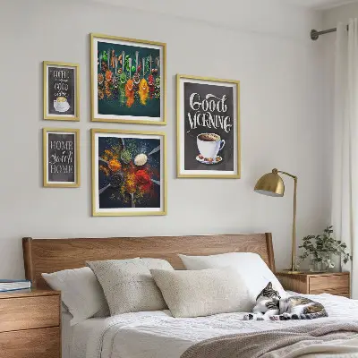 Lot de tableaux encadrés motifs sur le thème du café pour les amateurs