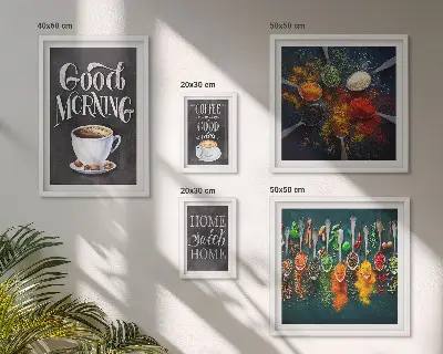 Lot de tableaux encadrés motifs sur le thème du café pour les amateurs